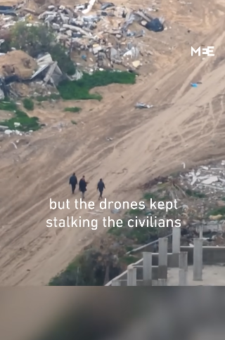 外媒宣布视频：以色列无人机正在加沙南部汗尤尼斯追击戕害巴勒斯坦平民