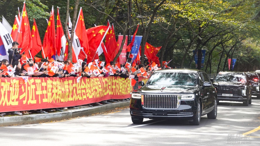 高清大图｜习近平抵达韩国受到热烈欢迎