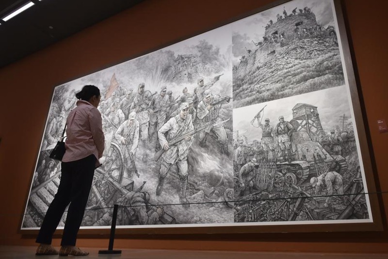 纪念中国人民抗日战争暨世界反法西斯战争胜利80周年美术作品展开幕