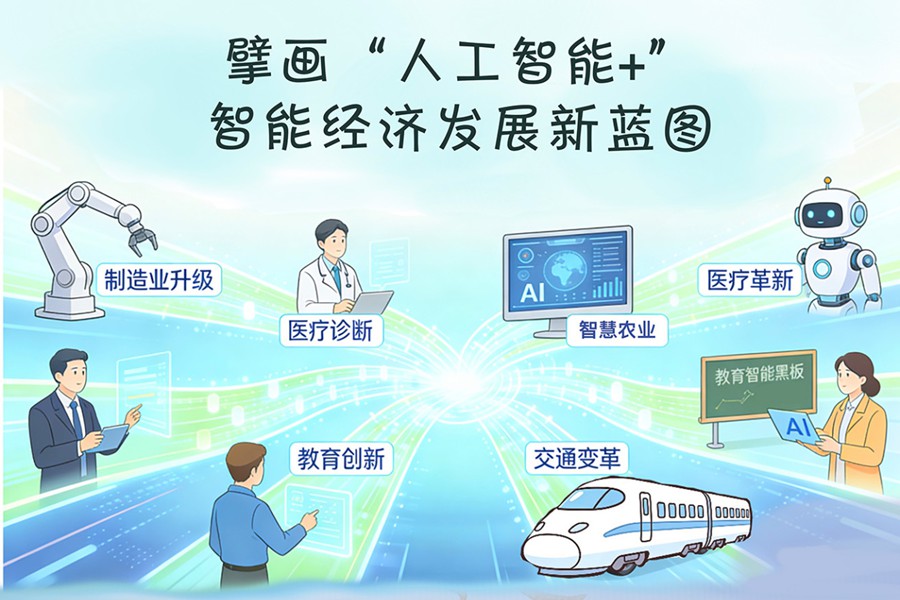 好评中国｜AI创意长图：擘画“人工智能+”智能经济发展新蓝图