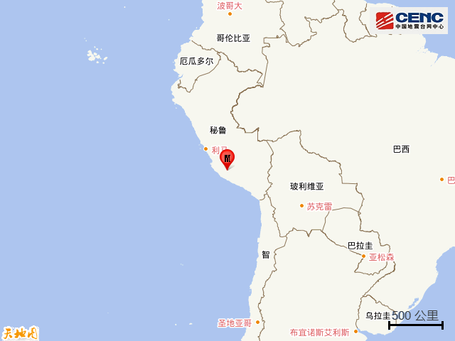 秘鲁发生6.0级地震，震源深度100公里