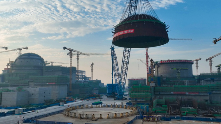 655.37吨！徐大堡核电4号机组穹顶吊装就位
