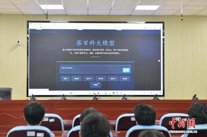 10月15日，安徽合肥，安徽农业大学团队正在演示全球首个茶业大模型——陆羽茶业大模型。中新社记者 储玮玮 摄