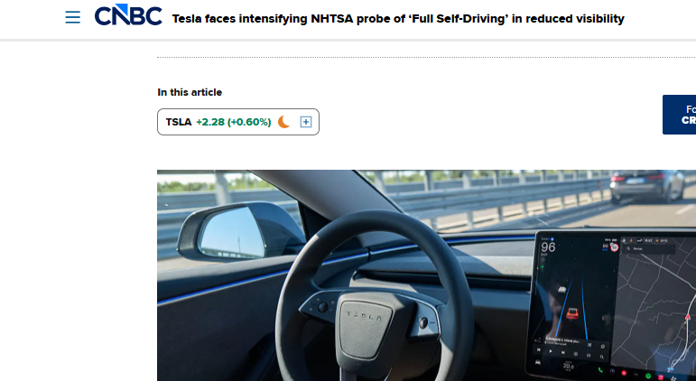 美国调查320万辆特斯拉，FSD系统存致命隐患