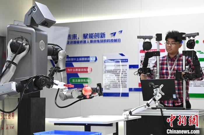 图为人形机器人正在执行抓取任务。中新社记者 韩苏原 摄