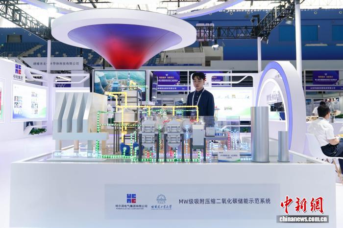 图为MW级吸附压缩二氧化碳储能示范系统吸引观展者。中新社记者 赵宇航 摄