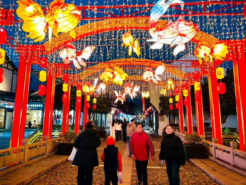 灯彩点亮，上海南翔老街年味浓