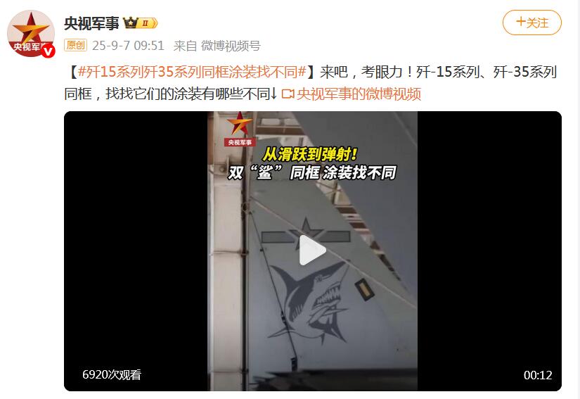 从滑跃到弹射！双“鲨”同框 涂装找不同