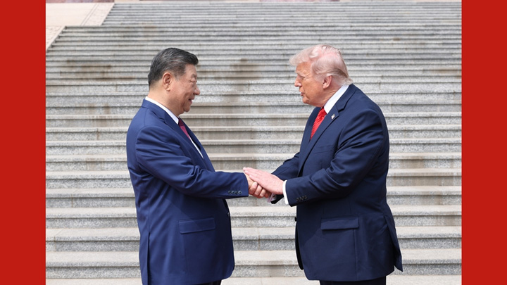 习近平与特朗普握手视频