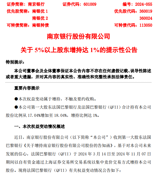 银行股受青睐，年内超20家银行获大股东增持