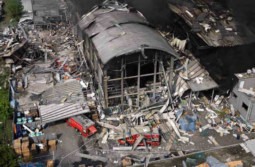 事故现场航拍画面。 图自台湾中时新闻网