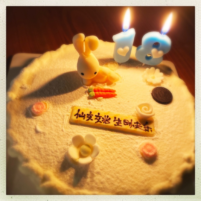 姚晨手捧蛋糕庆生 儿子小土豆出镜可爱十足