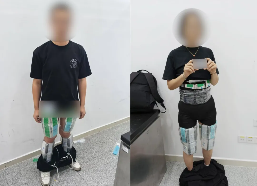 遇检查，娃都不要了！海关查获男女结伴绑藏旧手机插图